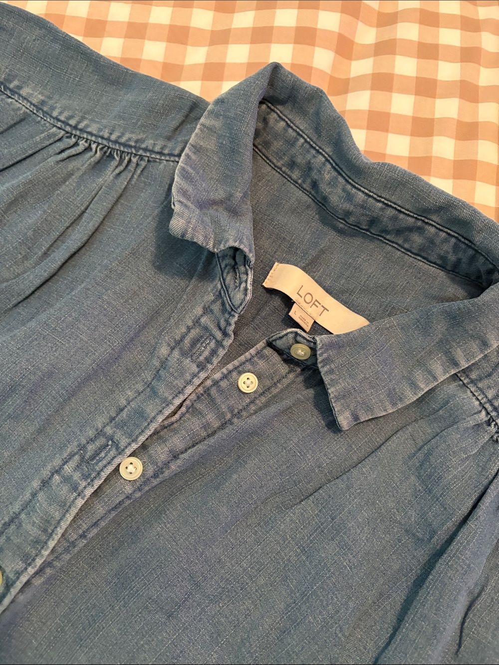 LOFT Women's Chambray Button-Front Shirt - Light Blue